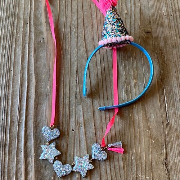 Sparkly Star Necklace and Party Hat Headband - Picture 1 of 7